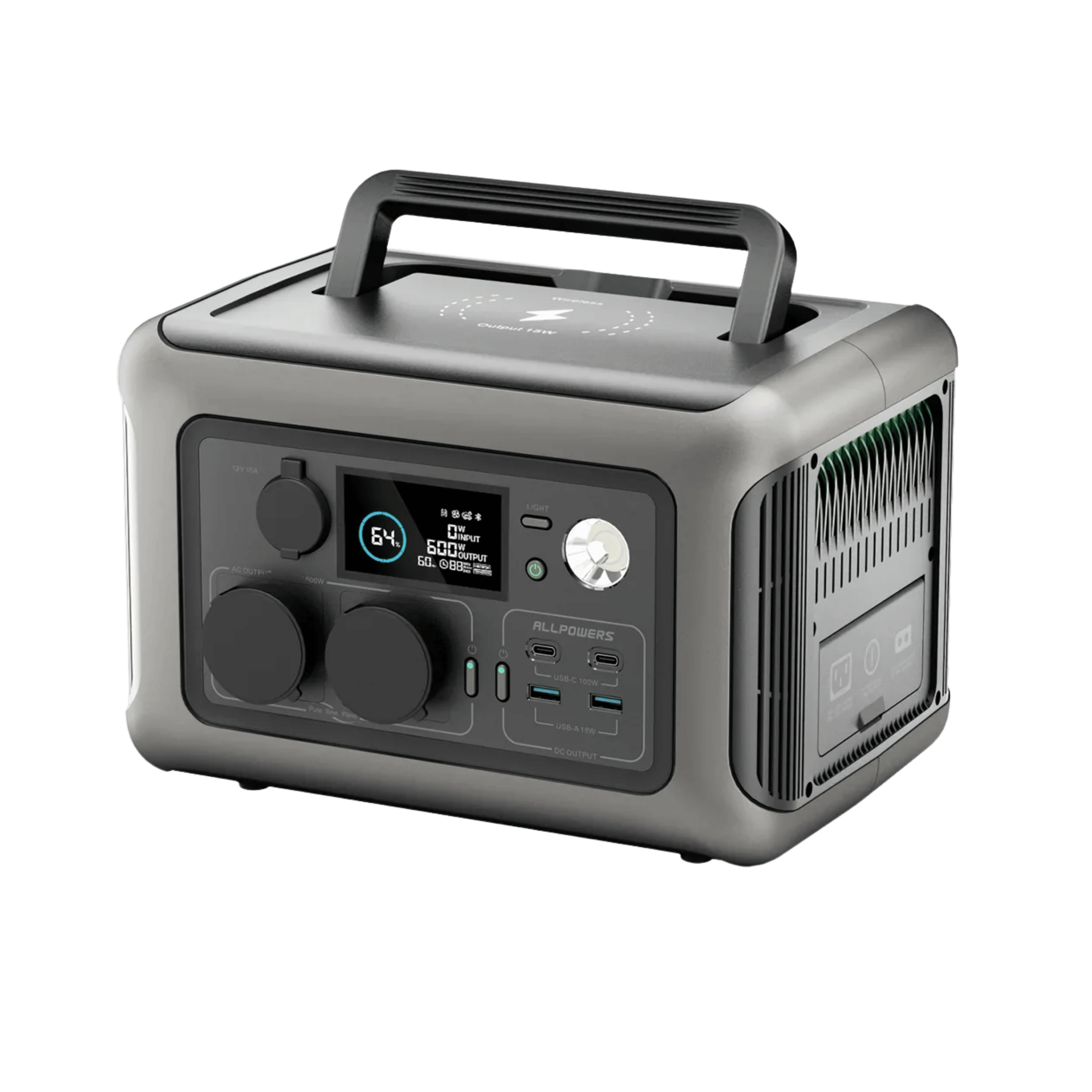 ALLPOWERS Portable Power Station R600, 299Wh LiFeP04 Battery with 2x 600W (1200W Surge) AC Outlets for Outdoor Camping RV Home