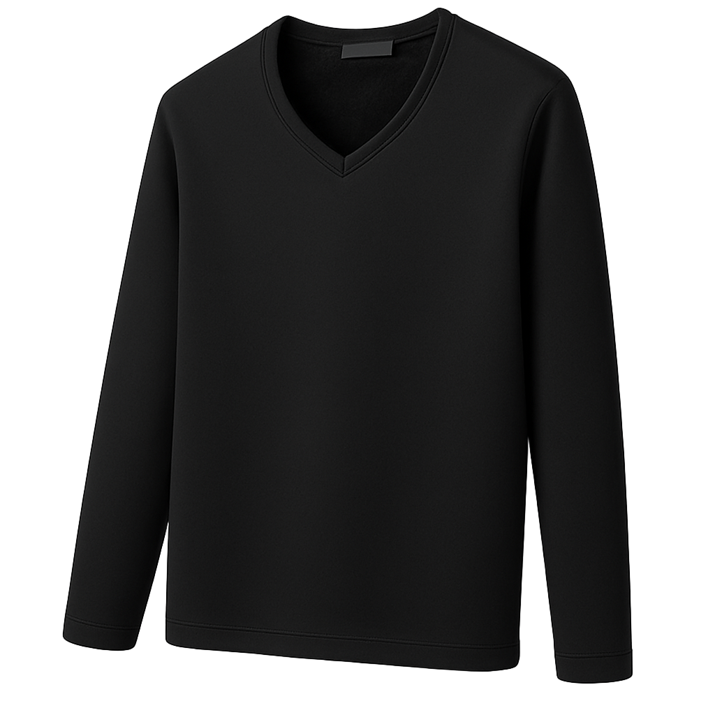 Thermoshirt Heren Winter | Wit | Warm Fleece Onderkleding met Lange Mouwen & V-Hals | Outdoor & Sport