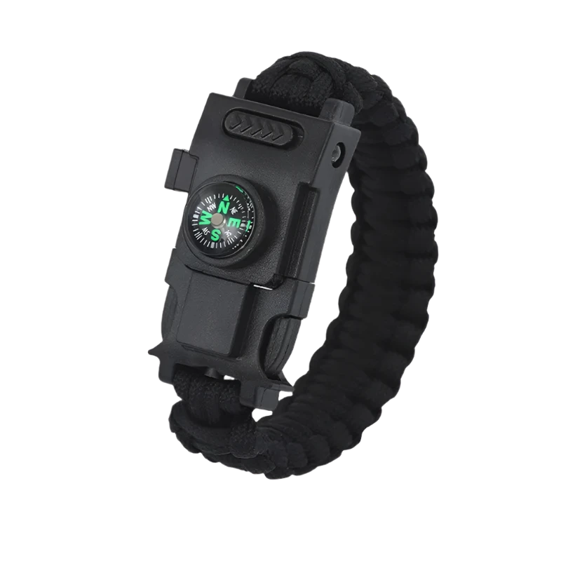 Kompas Paracord armband voor survival zwart