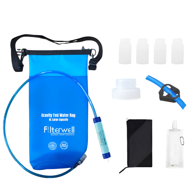 waterfilter outdoor met reservoir en drinkzak