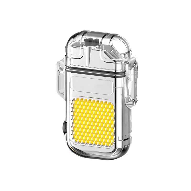 Elektrische storm aansteker zilver met LED zaklamp