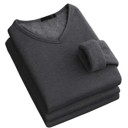 Thermoshirt Heren Winter | Donkerblauw | Warm Fleece Onderkleding met Lange Mouwen & V-Hals | Outdoor & Sport