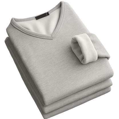 Thermoshirt Heren Winter | Donkerblauw | Warm Fleece Onderkleding met Lange Mouwen & V-Hals | Outdoor & Sport
