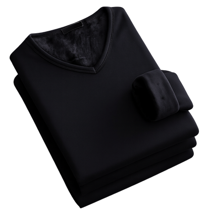 Thermoshirt Heren Winter | Donkerblauw | Warm Fleece Onderkleding met Lange Mouwen & V-Hals | Outdoor & Sport