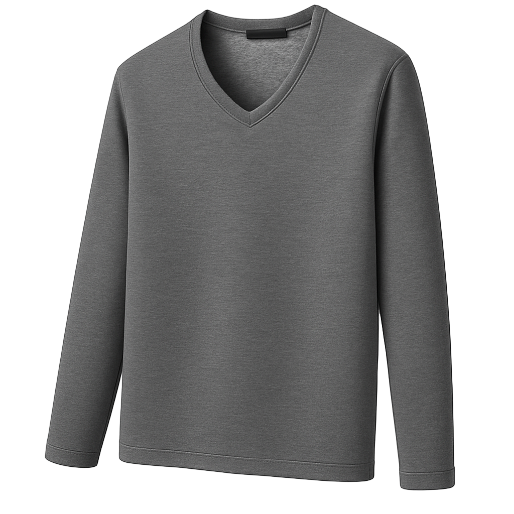 Thermoshirt Heren Winter | Donkerblauw | Warm Fleece Onderkleding met Lange Mouwen & V-Hals | Outdoor & Sport