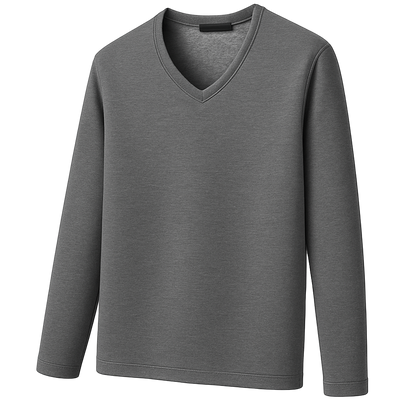 Thermoshirt Heren Winter | Donkerblauw | Warm Fleece Onderkleding met Lange Mouwen & V-Hals | Outdoor & Sport