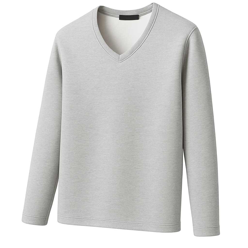 Thermoshirt Heren Winter | Donkerblauw | Warm Fleece Onderkleding met Lange Mouwen & V-Hals | Outdoor & Sport