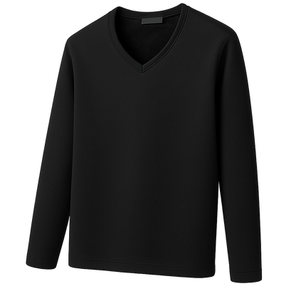 Thermoshirt Heren Winter | Donkerblauw | Warm Fleece Onderkleding met Lange Mouwen & V-Hals | Outdoor & Sport