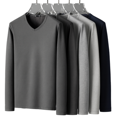 Thermoshirt Heren Winter | Donkerblauw | Warm Fleece Onderkleding met Lange Mouwen & V-Hals | Outdoor & Sport