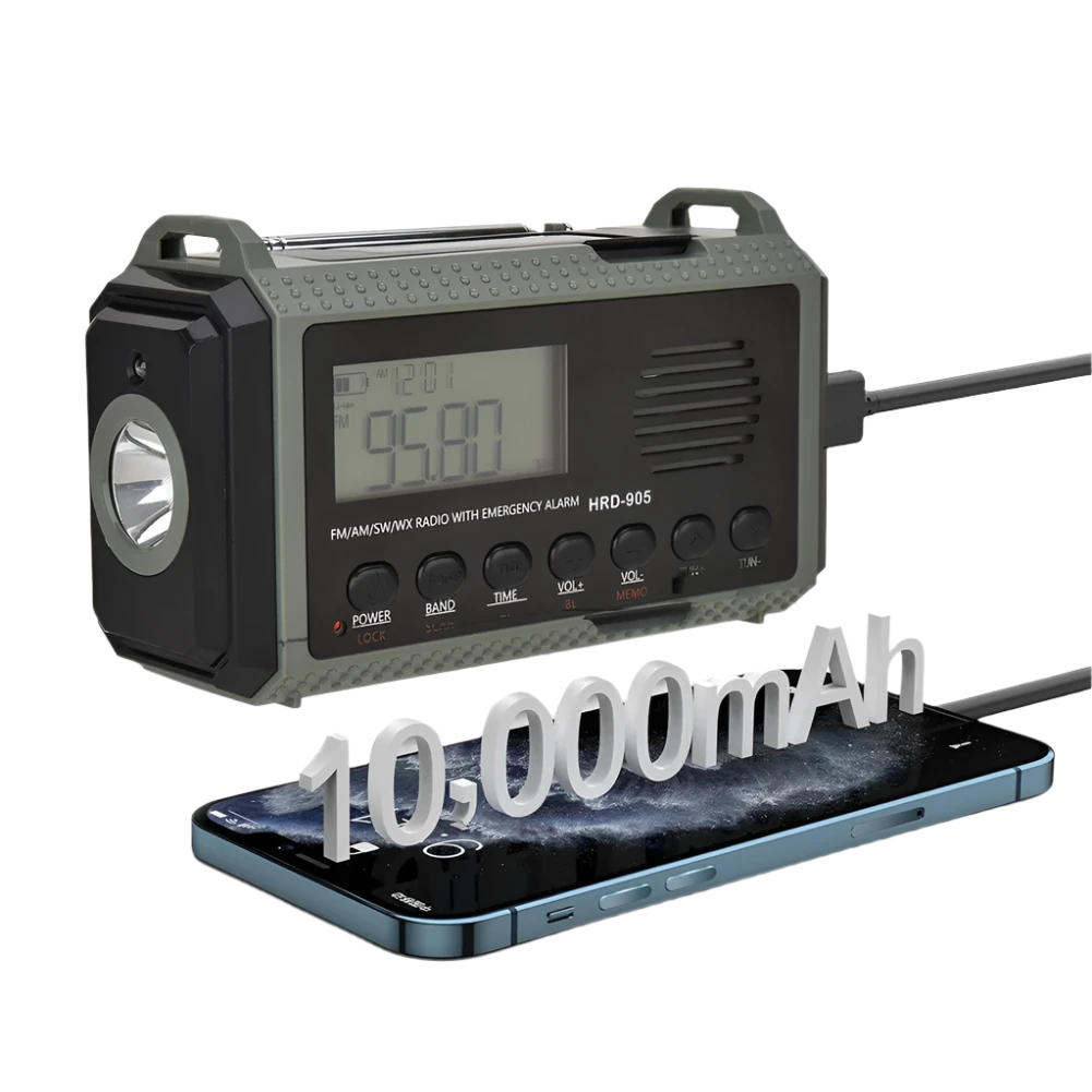 zaklamp radio 10.000 mAh, met oplaadbare functie voor telefoon
